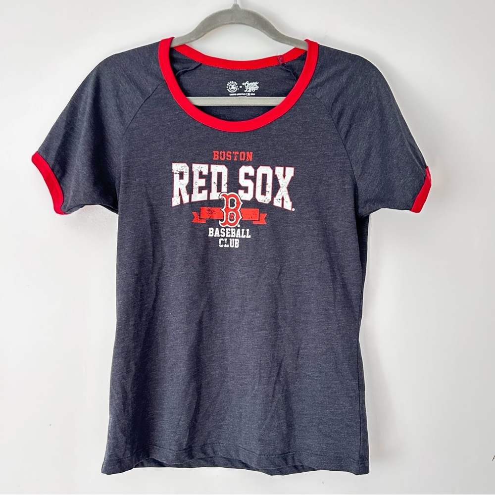 MLB Boston Red Sox T-Shirt Women’s Medium Red Blue Short Sleeve Ringer Tee New